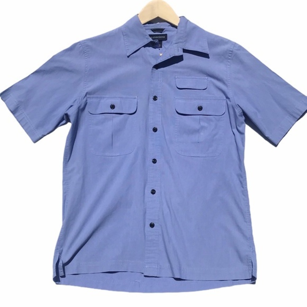 Lands'‎ End Blue Button Down Short Sleeve Shirt